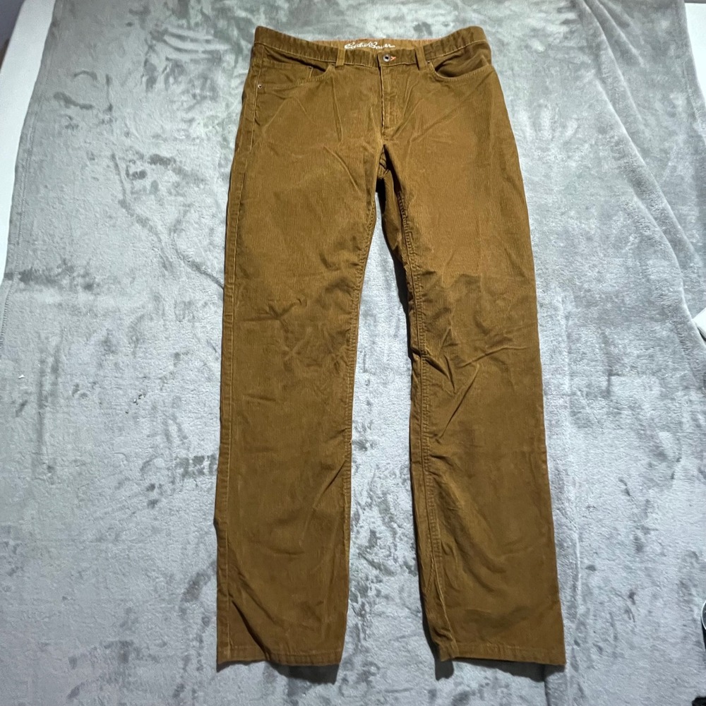 Eddie Bauer Corduroy Pants Mens 38x34 Brown Straight Fit Specially Dyed 0760